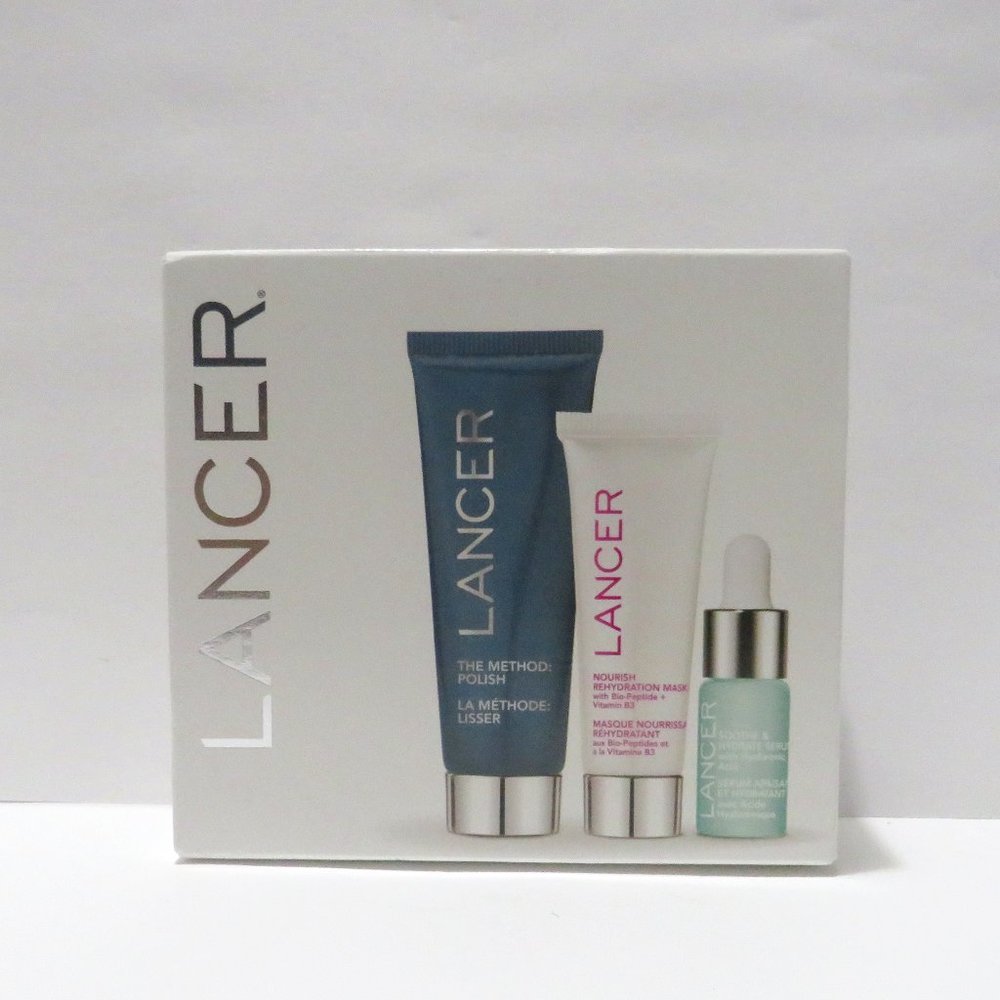 LANCER THE METHOD: POLISH, NOURISH REHYDRATION MASK, SOOTHE & HYDRATE SERUM 3 PC